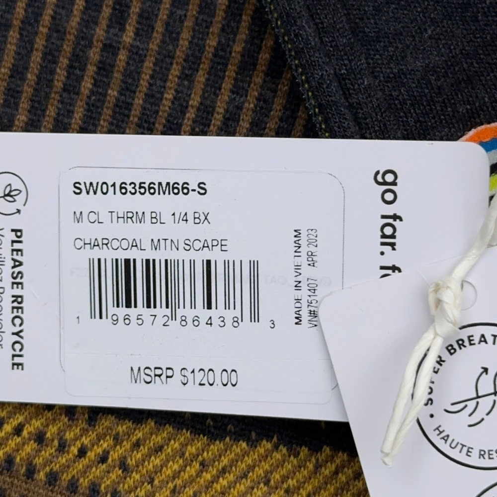 NEW Smartwool Classic Thermal Base Layer 1/4 Zip Mens S Charcoal Mountain Scape - Picture 3 of 9